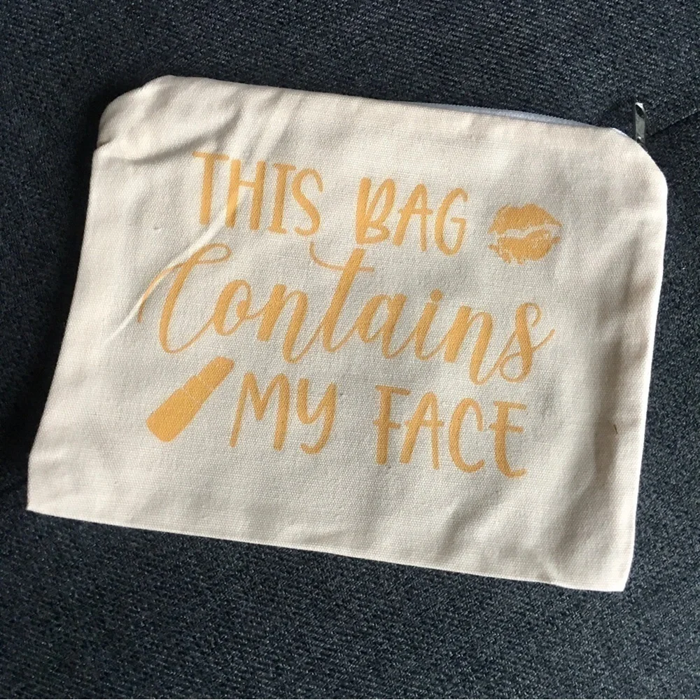 “This Bag Contains My Face” Makeup Bag, Travel Pouch, Yellow